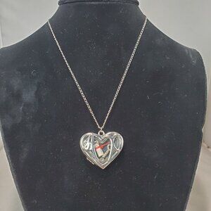Silver Heart Shape Locket Necklace with floating  tiny charms within